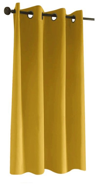 Mybesthome New Vitoria Blackout Zatemňovací krátký závěs s kroužky, 135 × 160 cm, mustard/hořčicový,