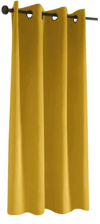 Mybesthome Flavia Blackout Zatemňovací krátký závěs s kroužky, 135 × 180 cm, mustard/hořčicová, 1 ks