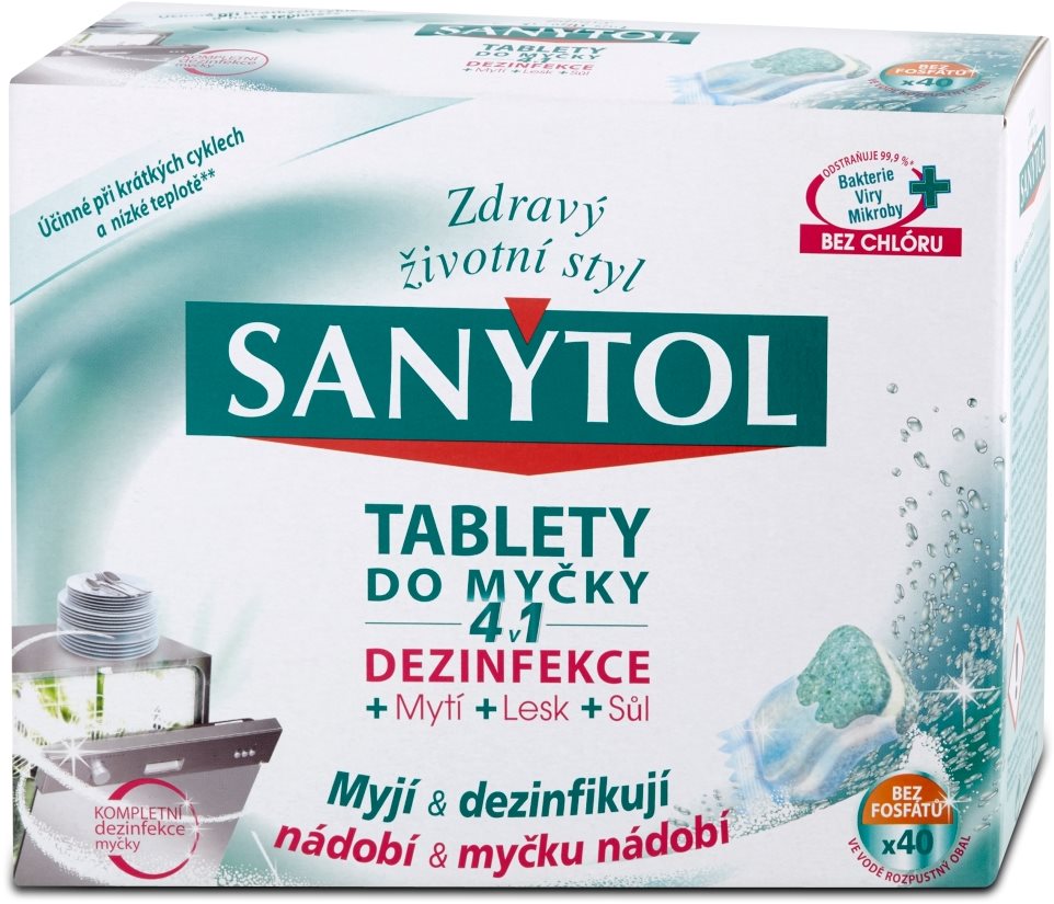 SANYTOL 4 v 1 tablety do myčky 40x20g