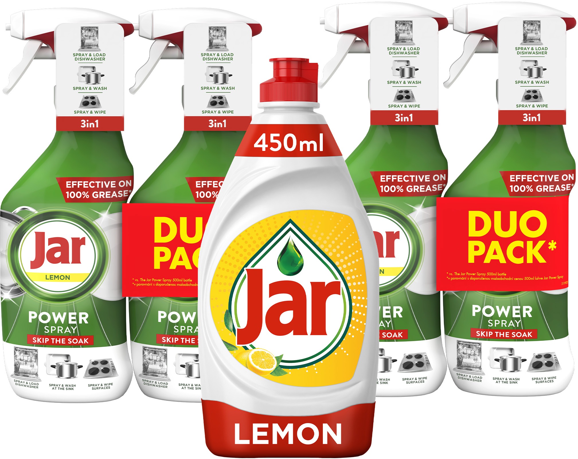 JAR Power Spray 3v1 4× 500 ml + JAR Citron 450 ml