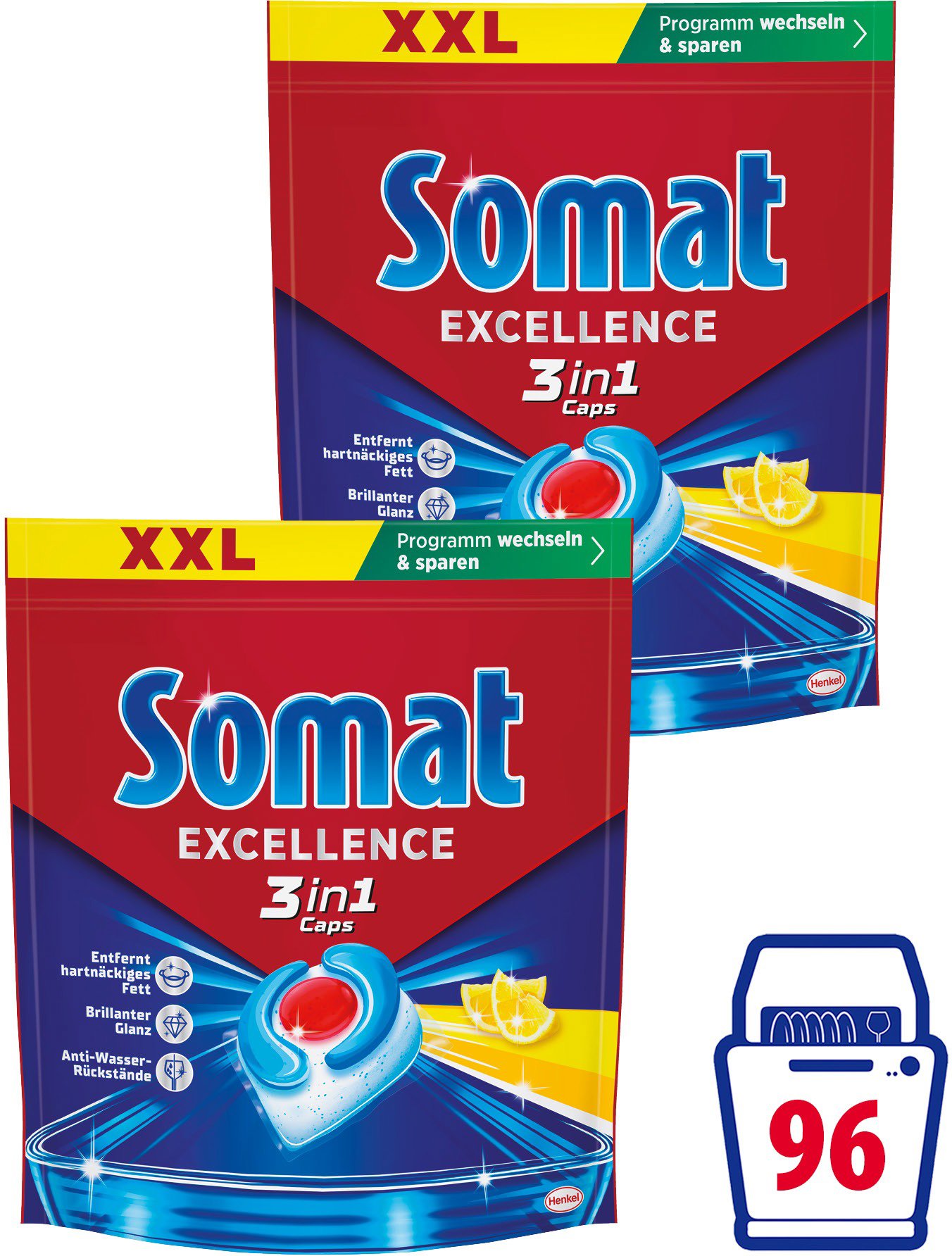 SOMAT 3in1 Lemon 96 ks