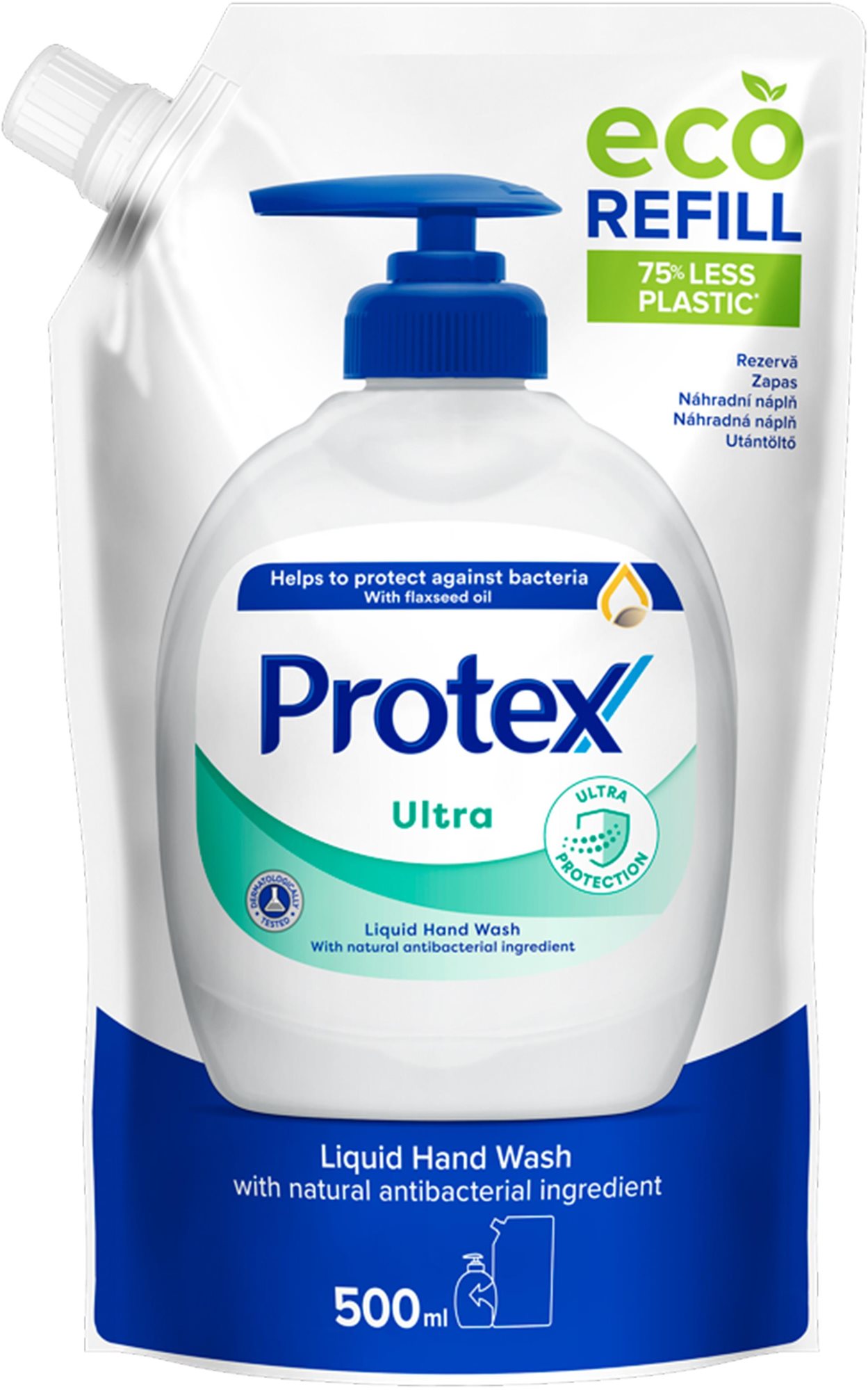 PROTEX Ultra tekuté mýdlo s přirozenou antibakteriální ochranou náhradní náplň 500 ml