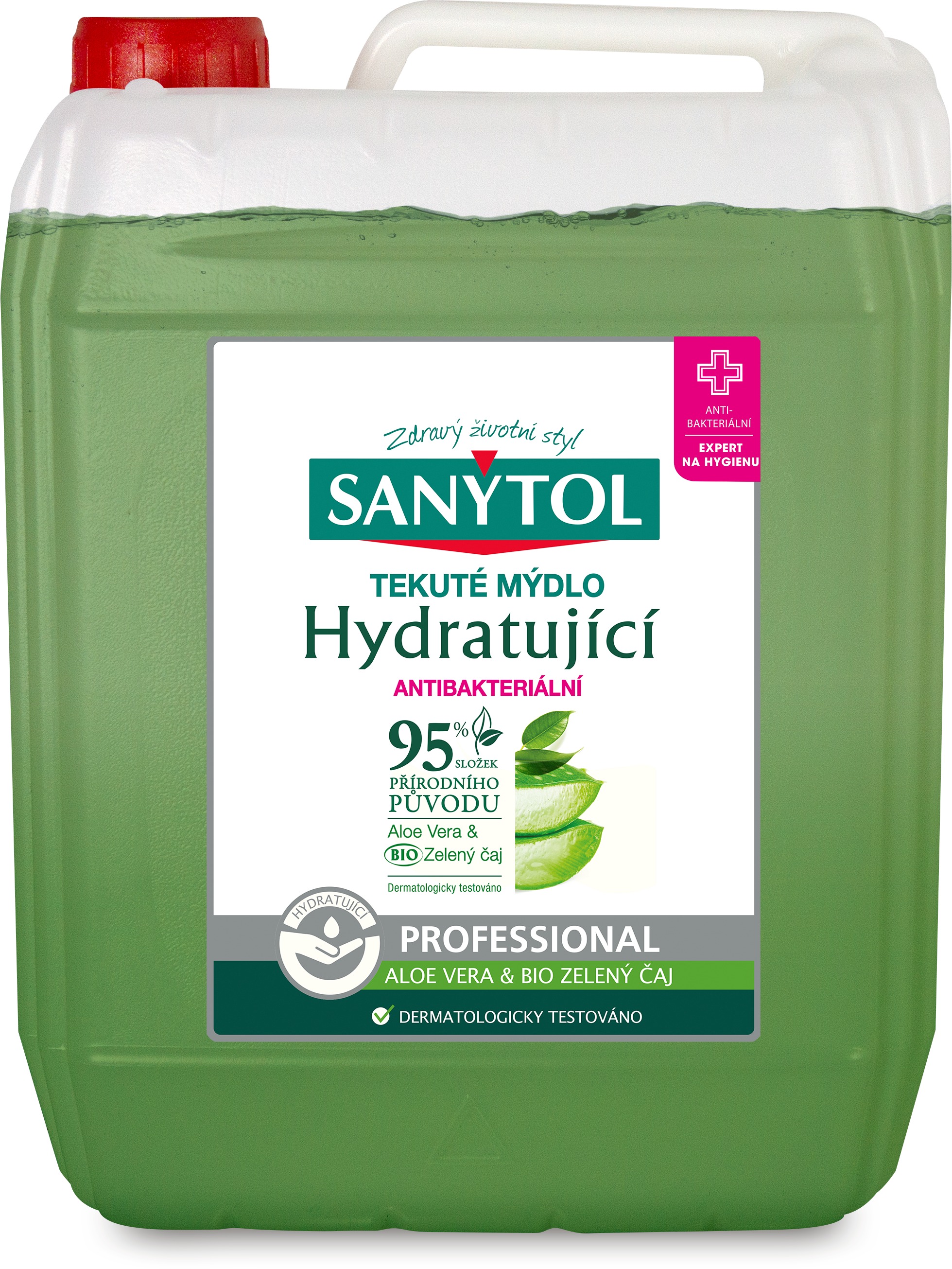 SANYTOL Tekuté mýdlo Hydratující Antibakteriální Professional Aloe Vera & Bio Zelený čaj 5 l