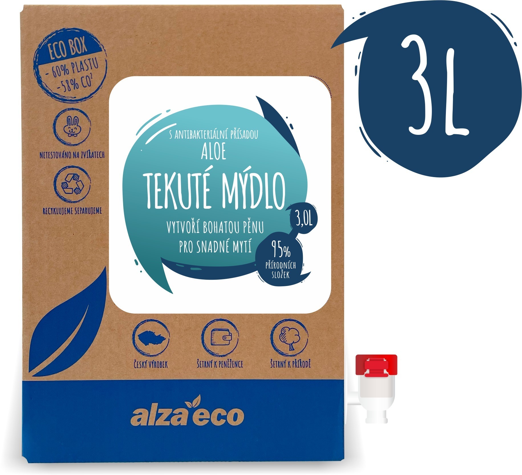 AlzaEco Tekuté mýdlo Aloe Antibakteriální 3 l