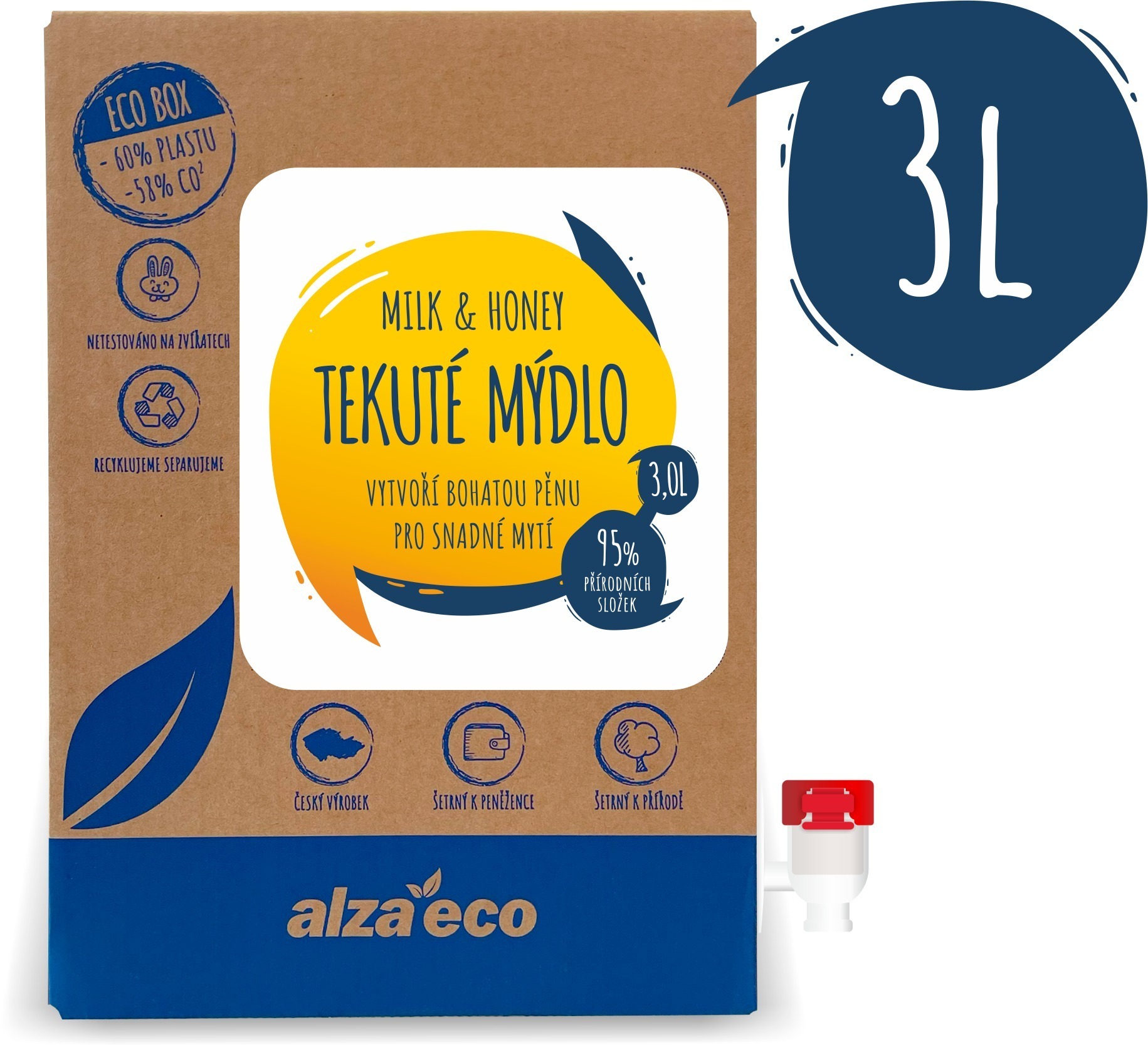 AlzaEco Tekuté mýdlo Milk & Honey 3 l