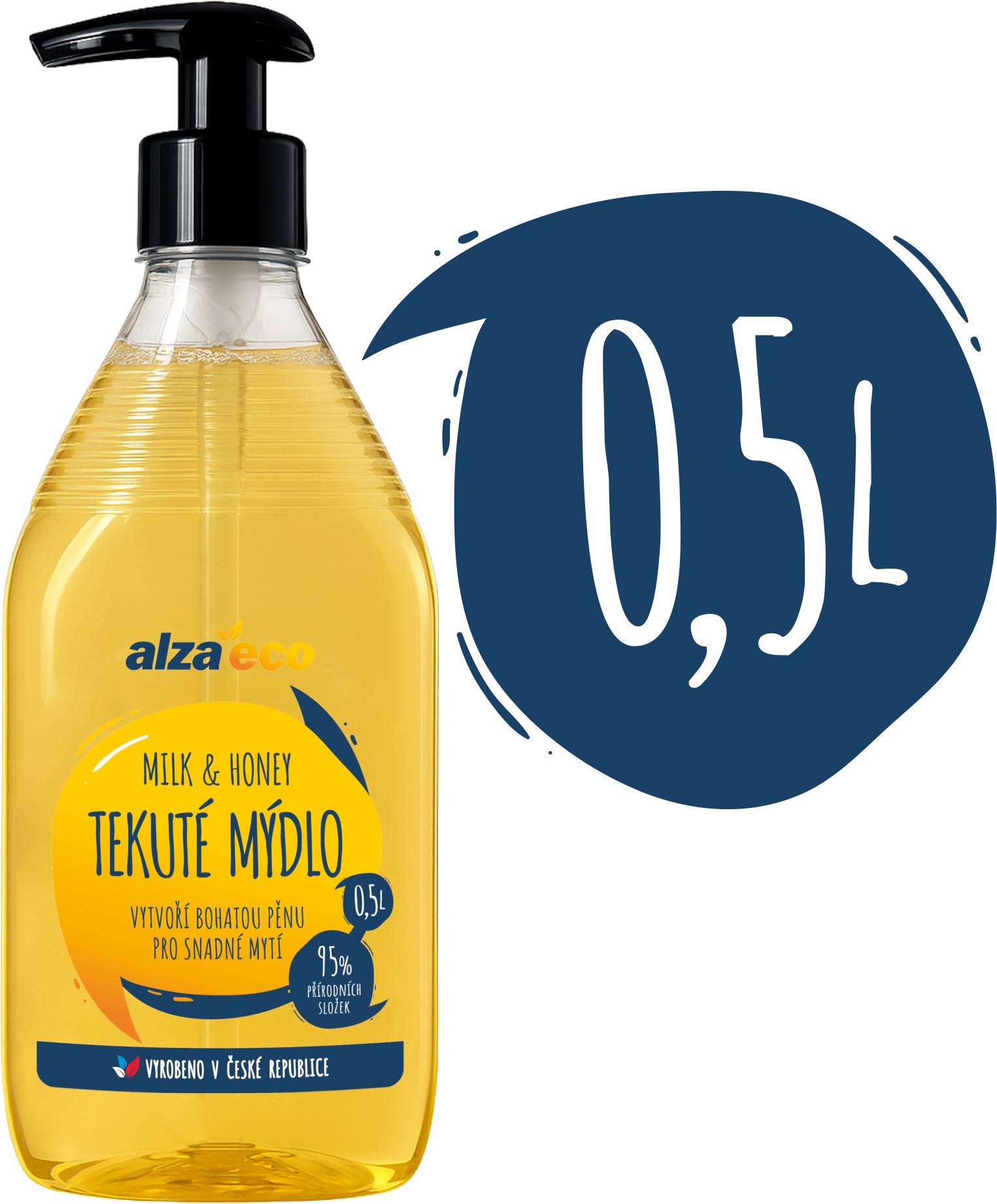 AlzaEco Tekuté mýdlo Milk and Honey 500 ml