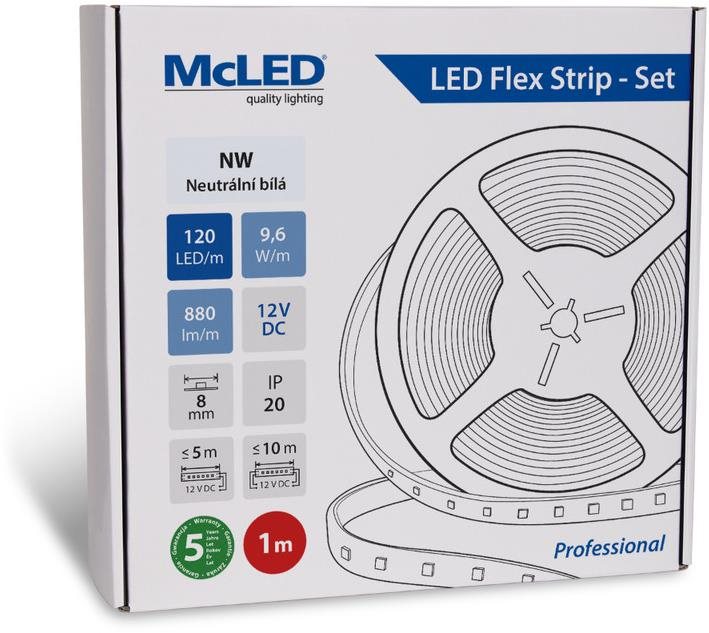 McLED Set LED pásek 1m, NW, 9,6W/m