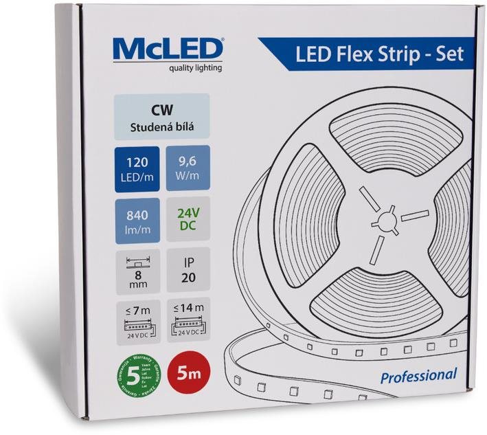 McLED Set LED pásek 5m, CW, 9,6W/m