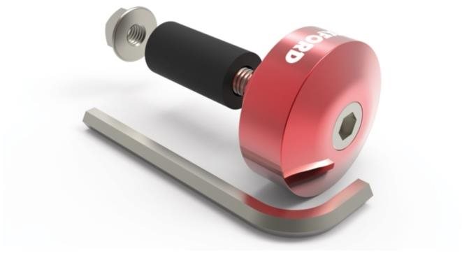 Oxfort Bar Ends 1 s redukcí pro vnitřní průměr 13 a 18 mm, vnější 22 a 28,6 mm, červený elox, pár