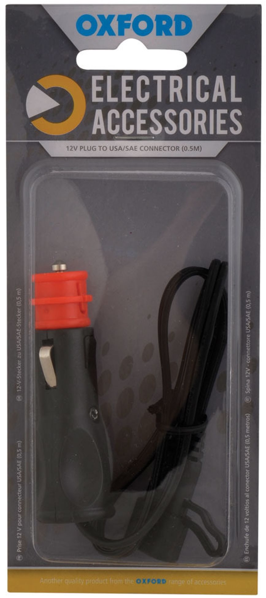 OXFORD prodloužený kabel se zásuvkou 12V standard, (konektor SAE, délka kabelu 0,5m)