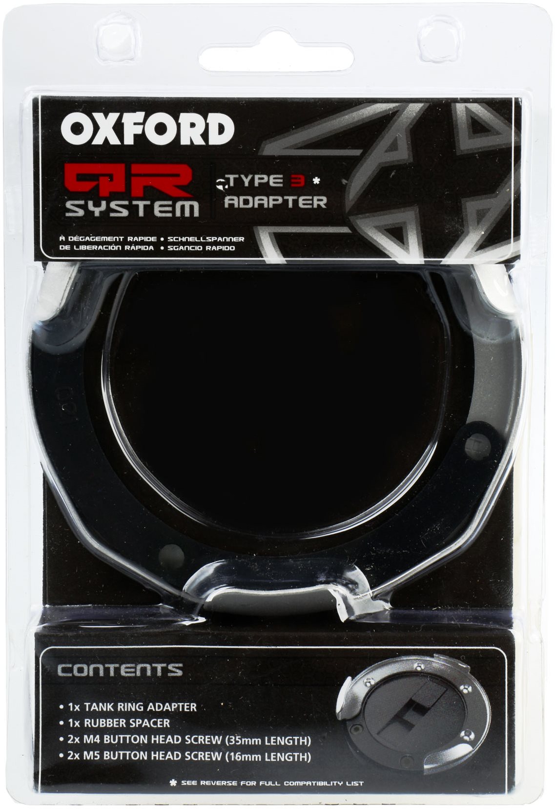 OXFORD adaptér pro upevnění tankbagů s rychloupínacím systémem, (víčka Honda)