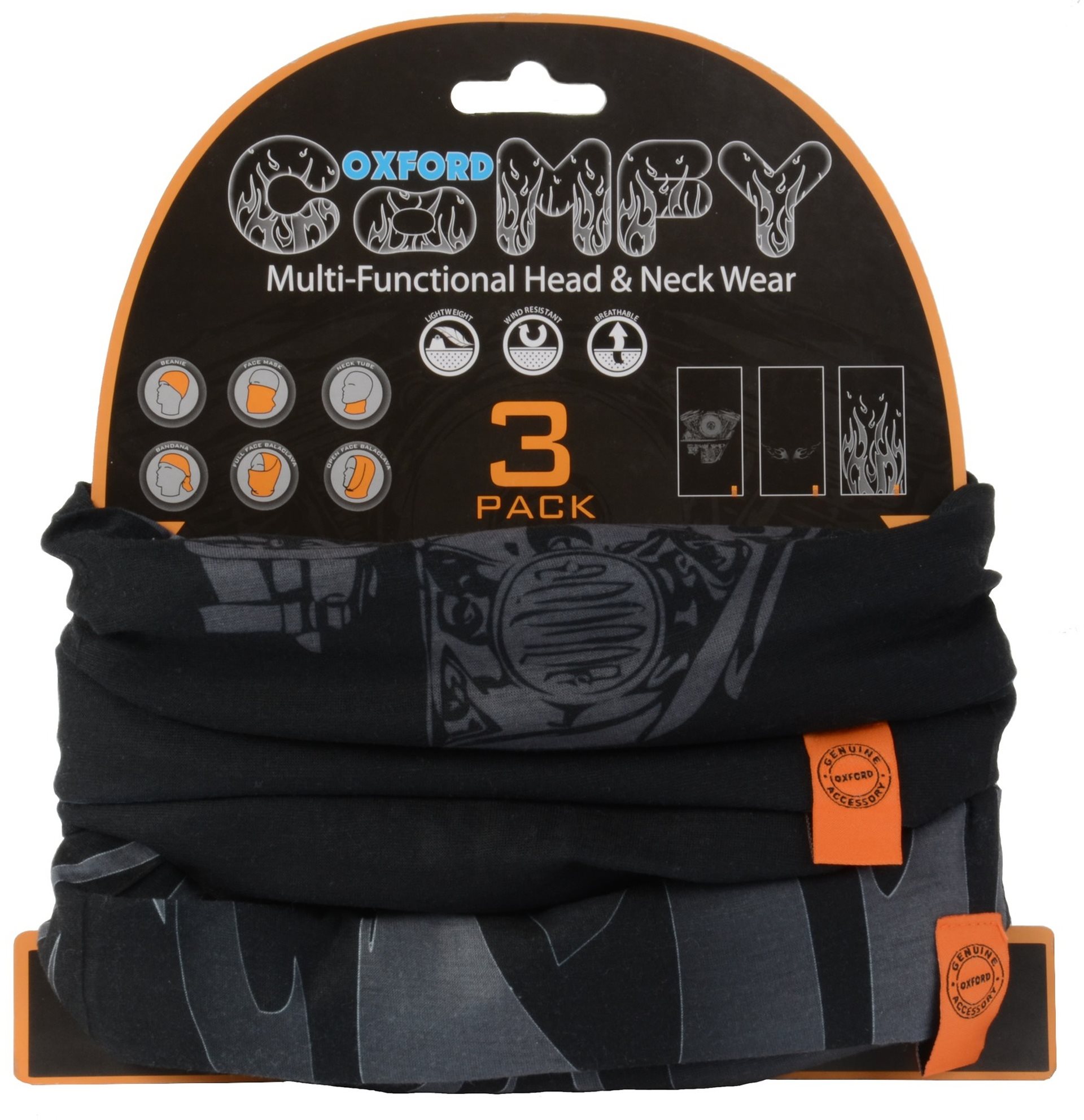 OXFORD nákrčníky Comfy Harley Davidson Graphics, (sada 3ks)