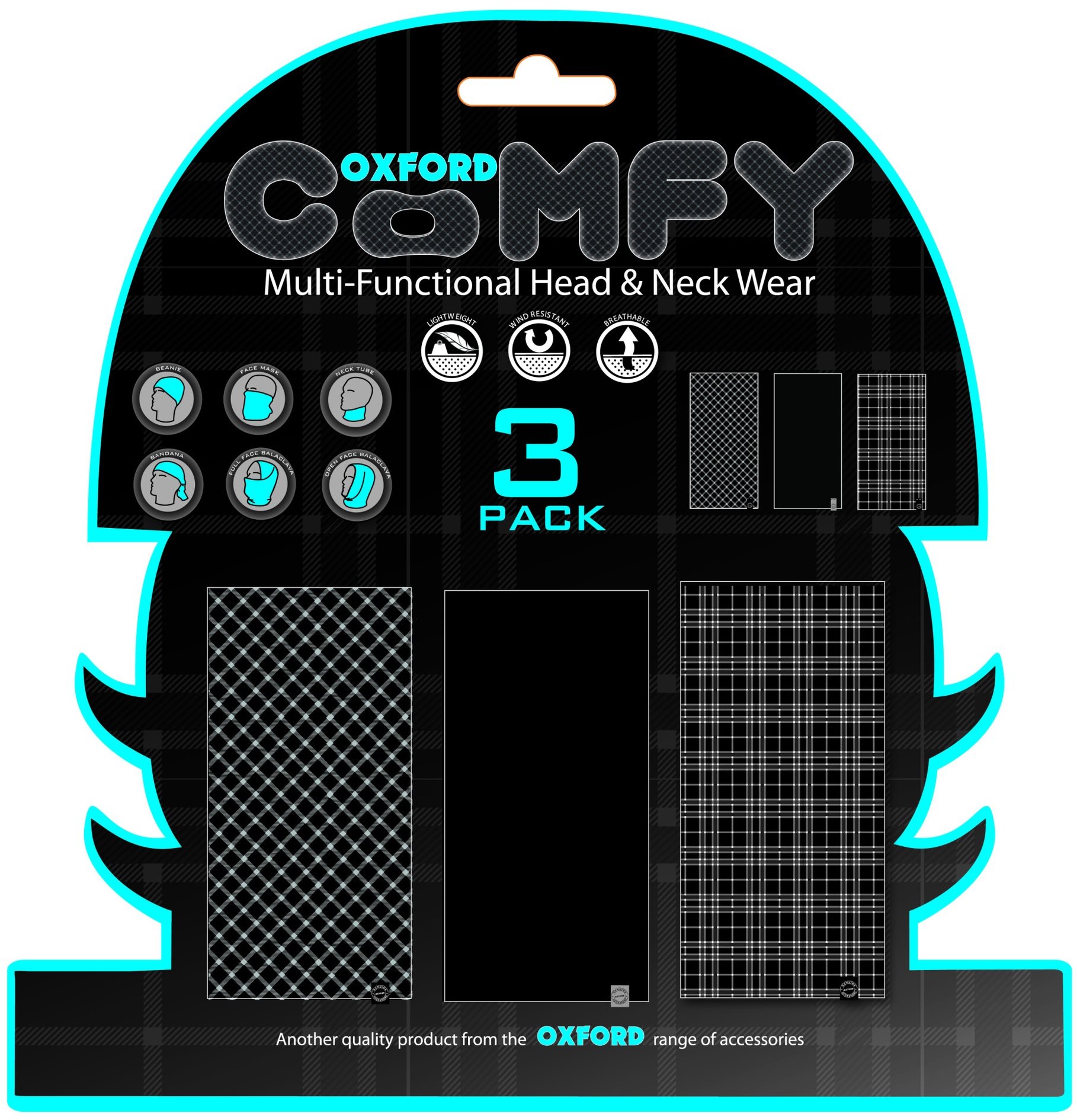 OXFORD nákrčníky Comfy Tartan, (sada 3ks)