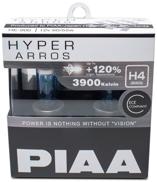 PIAA Hyper Arros 3900K H4 - o 120 procent vyšší svítivost, zvýšený jas