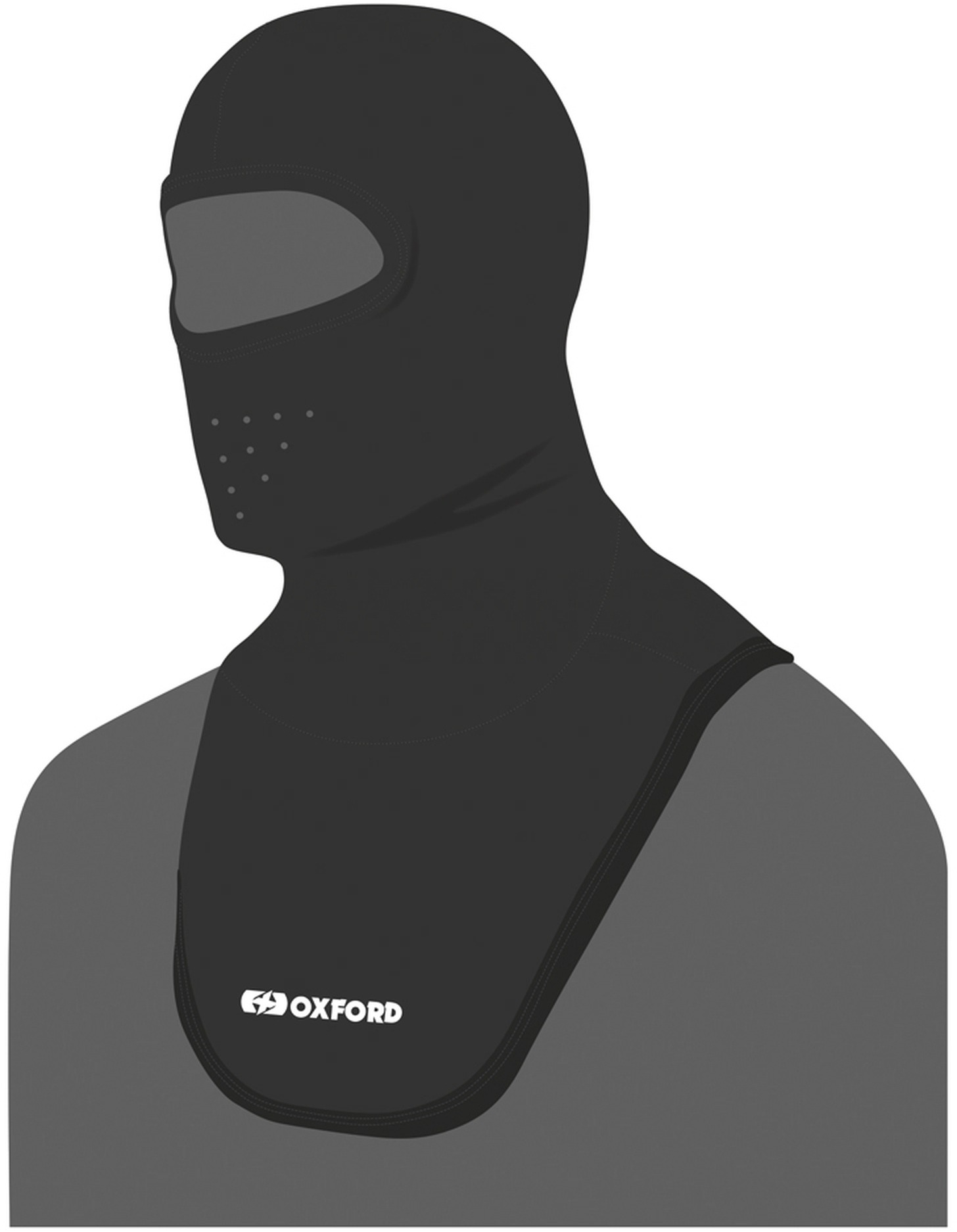 OXFORD kukla na motorku Balaclava Deluxe Micro Fleece, (černá, s průduchy a dlouhým límcem)