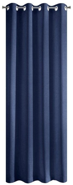 Mybesthome EASY TOP dekorační závěs s kroužky 140 × 250 cm, tmavě modrý, 1 ks