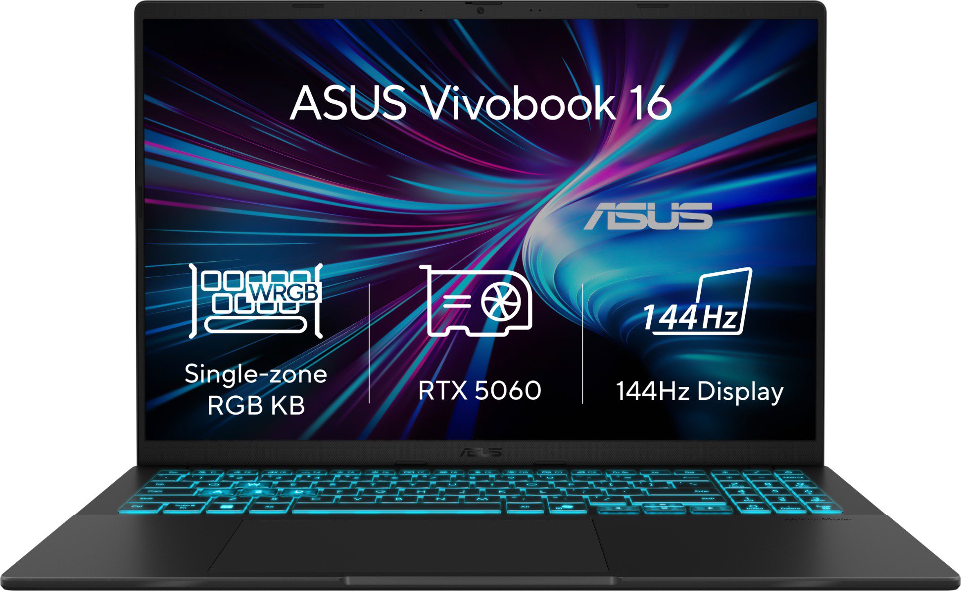 Herní notebook ASUS Vivobook Gaming V16 v matné černé barvě