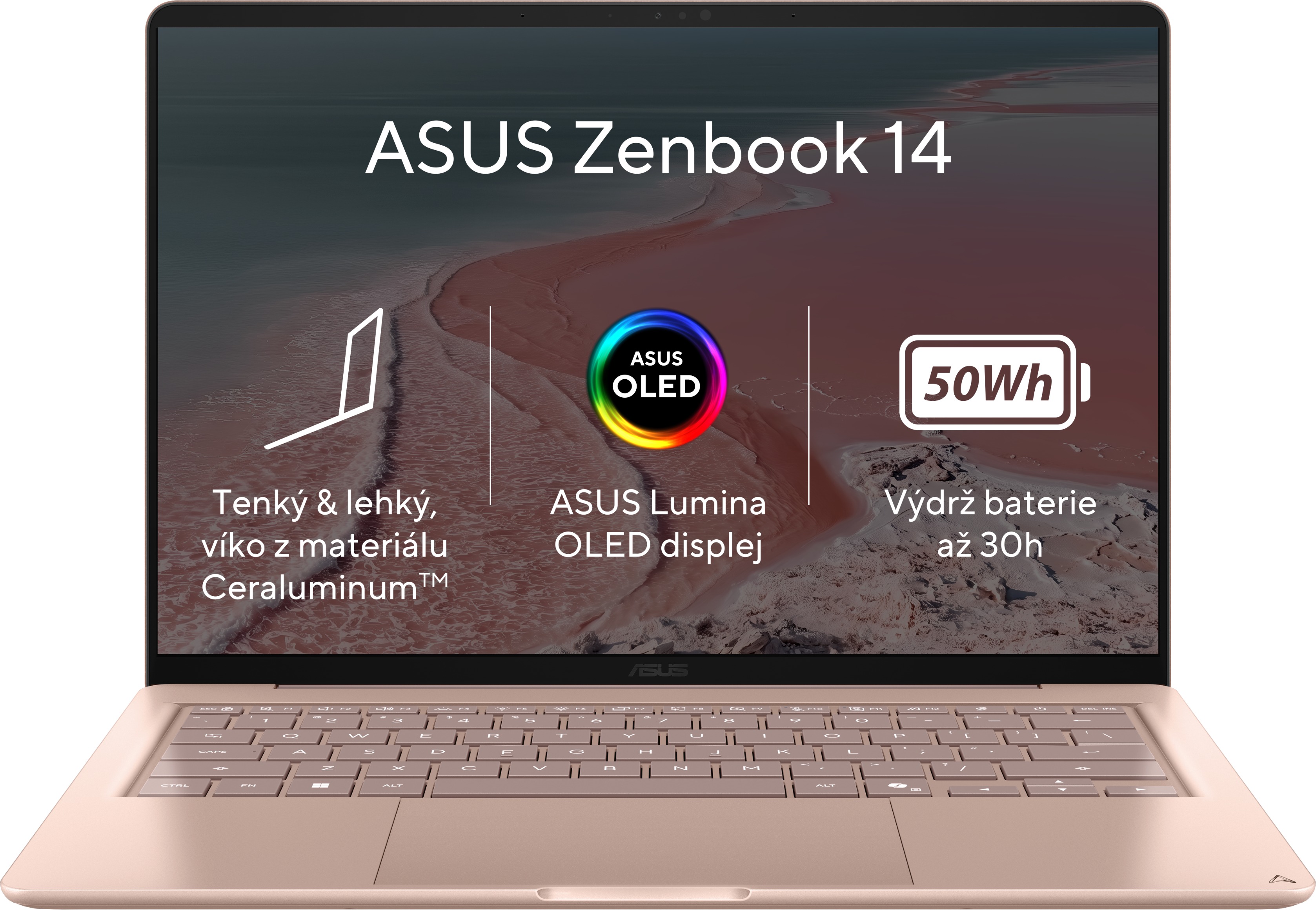 ASUS Zenbook 14 UX3480QA-OLED206W Komodo Coral celokovový (bez adaptéru)