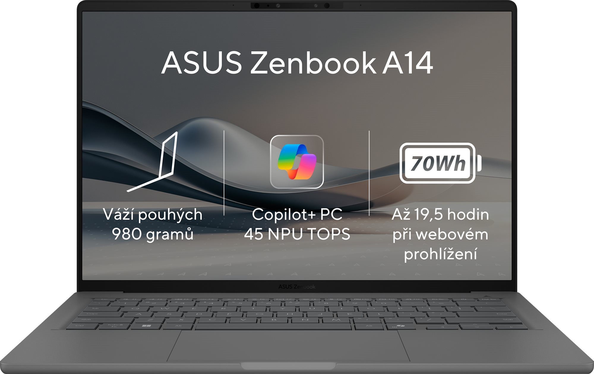 ASUS Zenbook A14 UX3407QA-OLED267W v barvě Iceland Gray