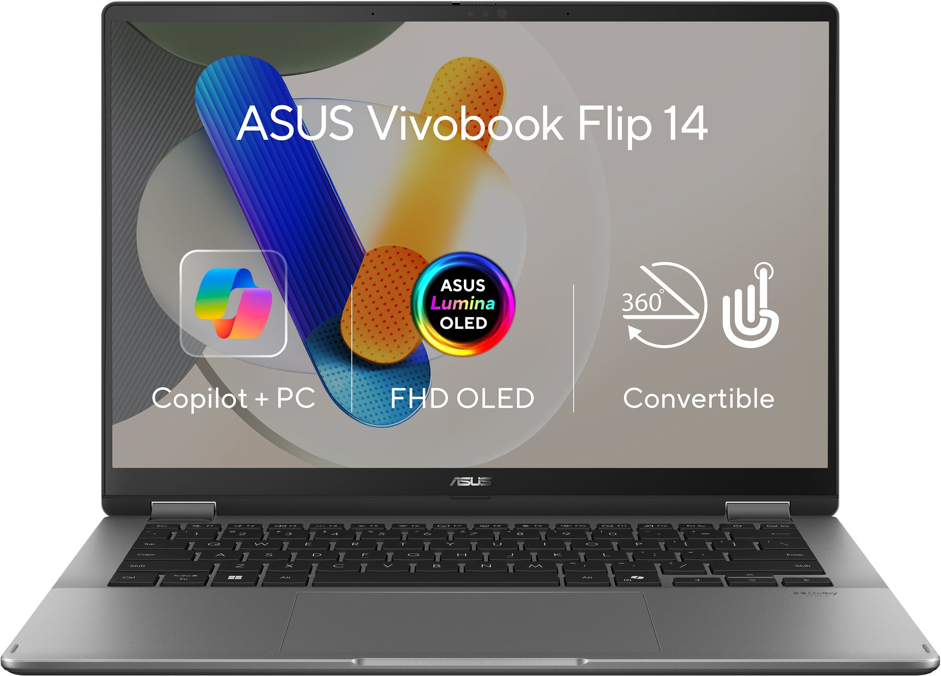 ASUS Vivobook 14 Flip TP3407SA-OLED040X v matném šedém provedení