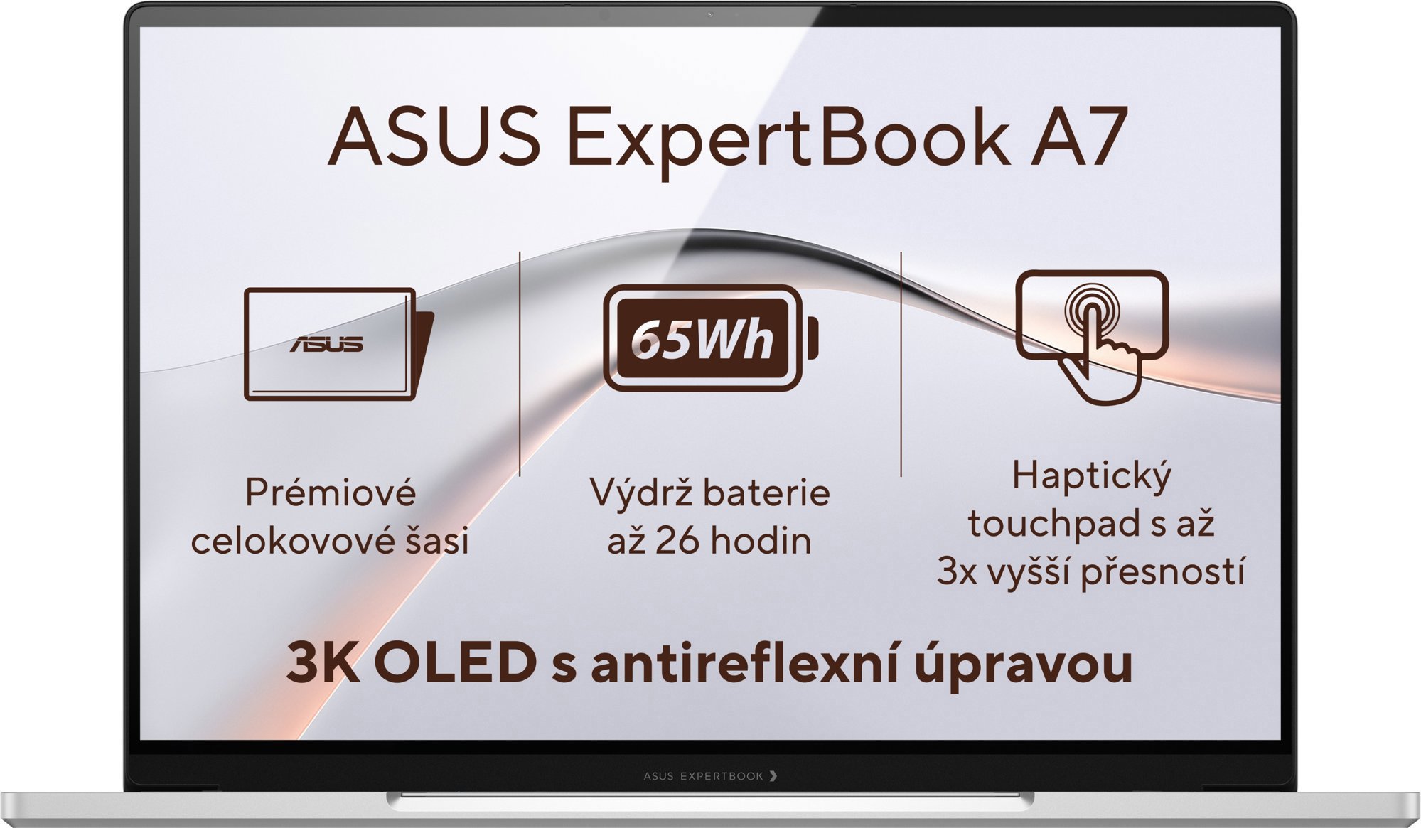 ASUS ExpertBook A7 A7406CMA-OLEDC516512W Lunar Silver celokovový (bez adaptéru)
