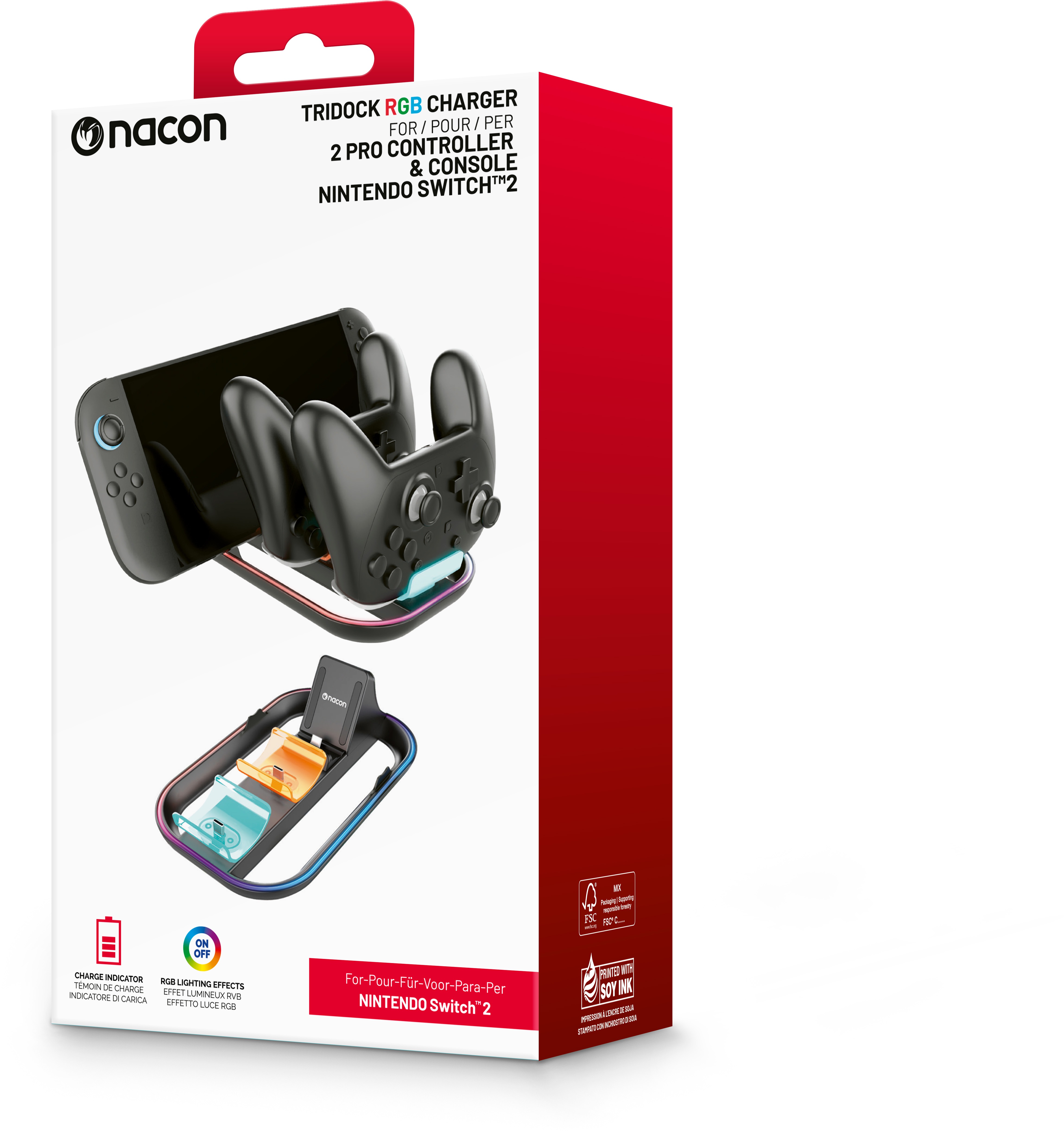 Nacon Tridock RGB Charger - Nintendo Switch 2