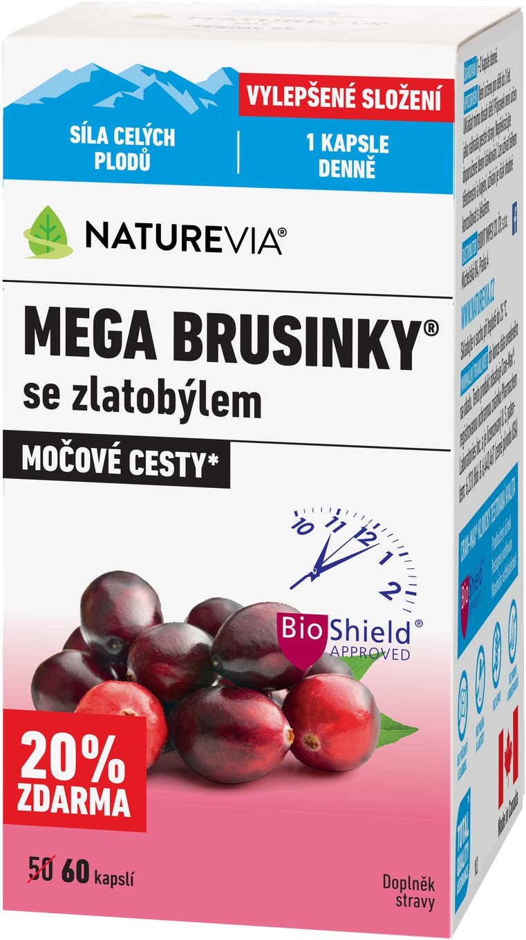 NatureVia Mega brusinky 60 kapslí