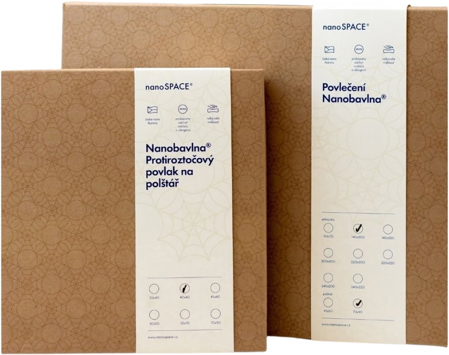 nanoSPACE Dětské povlečení pro alergiky Nanobavlna® - režná biobavlna 1+1, 45 × 60 cm + 90 × 135 cm