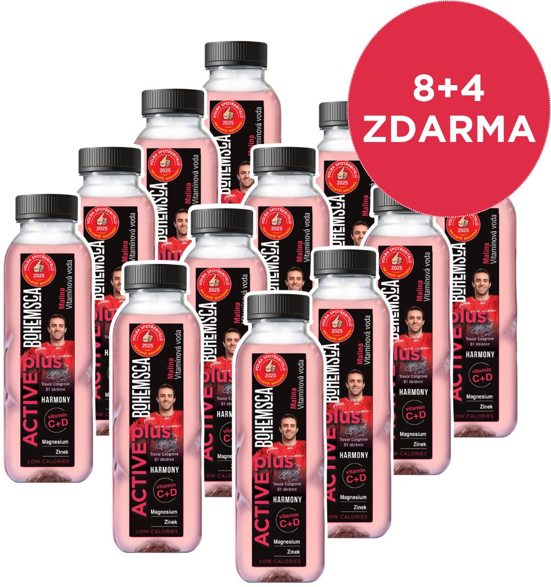 Bohemsca Active Plus vitamínová voda Malina 12× 500 ml