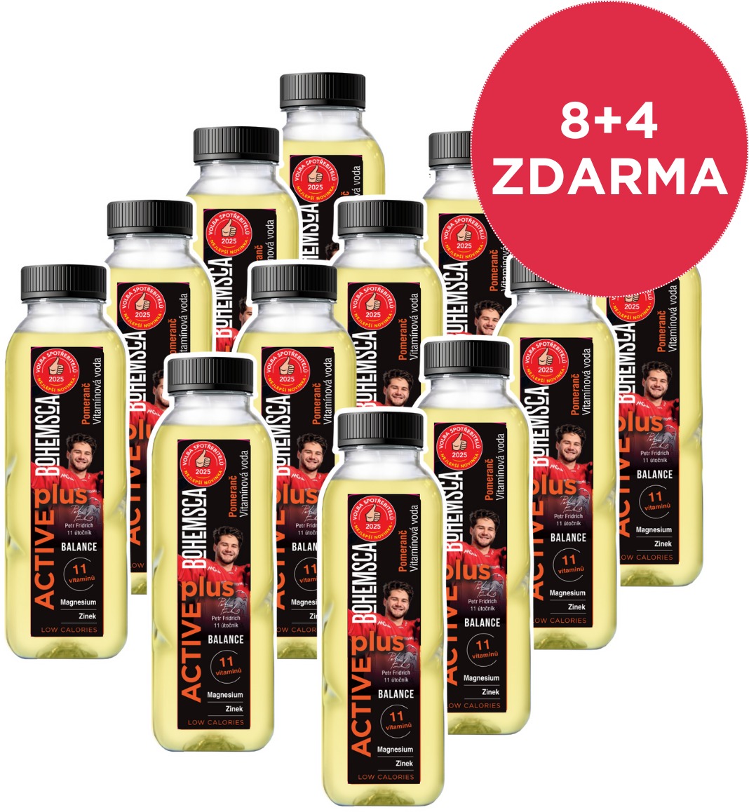 Bohemsca Active Plus vitamínová voda Pomeranč 12× 500 ml