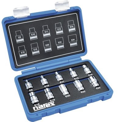 NAREX Sada nástrčných hlavic 1/2" TORX E 8-24
