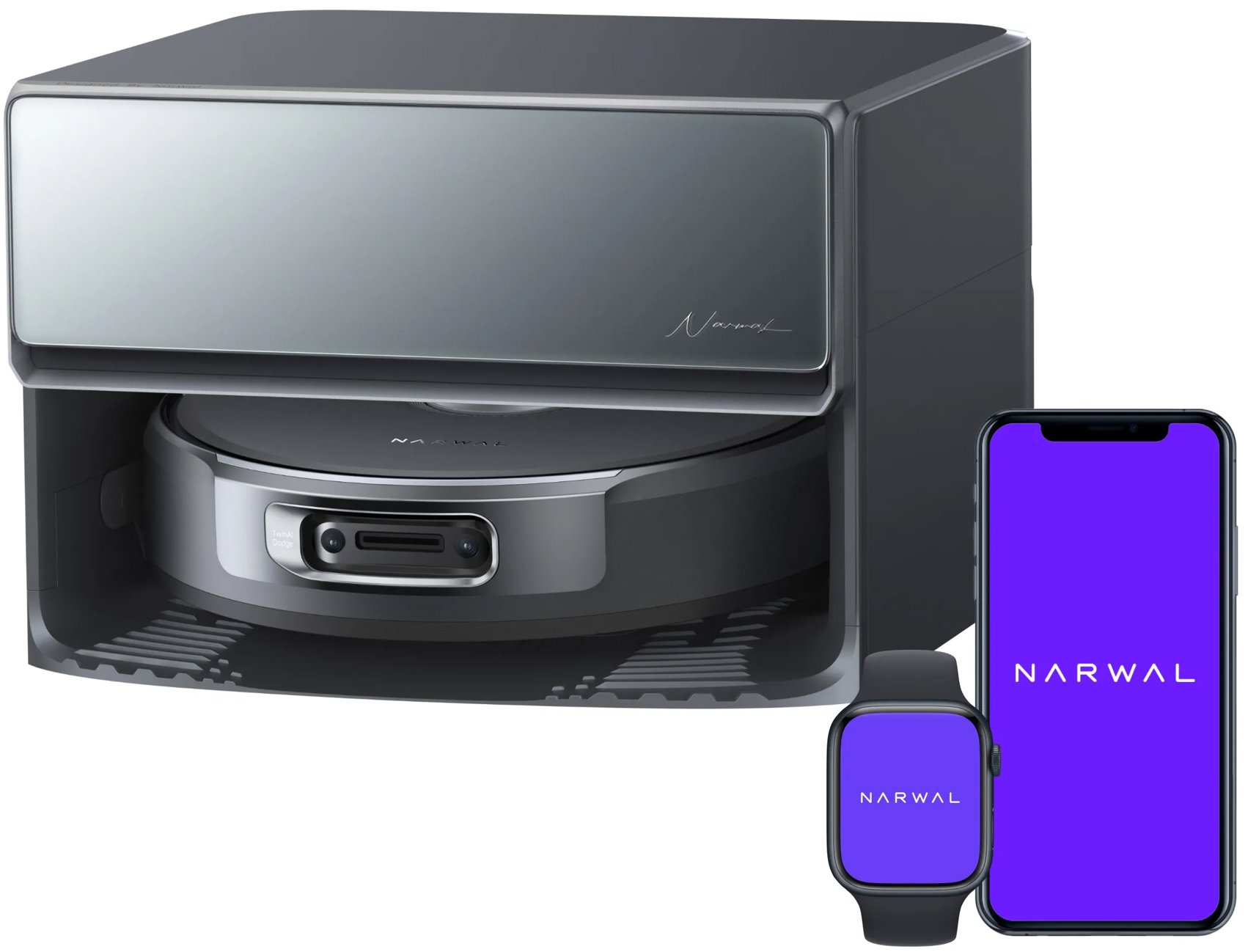 Narwal Flow2 Compact Station AI robot s pásovým mopem a samočistící stanicí s napojením na odpad
