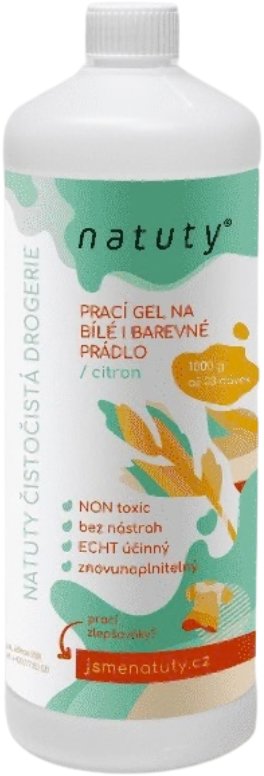 Natuty Prací gel na bílé i barevné prádlo s vůní citronu Jsme natuty, 1000 ml