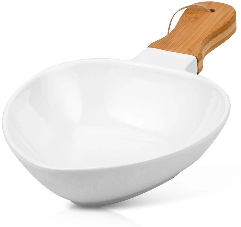 NAVA Greece Porcelánová salátová mísa s bambusovou rukojetí 38 cm
