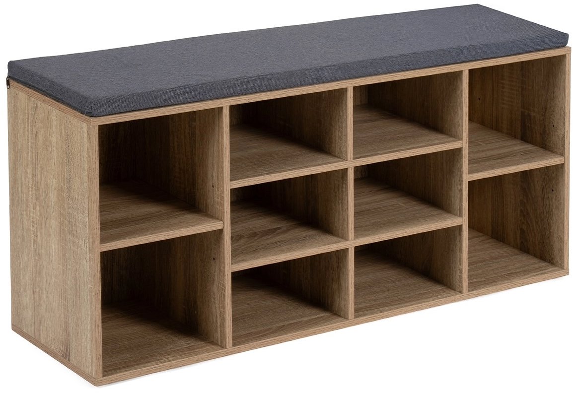 Nejlevnější nábytek Lemwel Botník se sedákem, 103 cm, přírodní/šedá látka