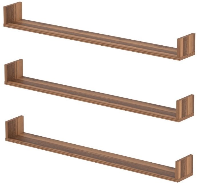 Nejlevnější nábytek Halyor Sada 3 nástěnných polic 120 cm, ořech