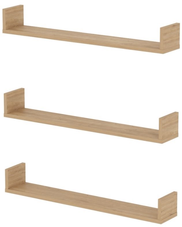 Nejlevnější nábytek Halyor Sada 3 nástěnných polic 90 cm, dub safírový
