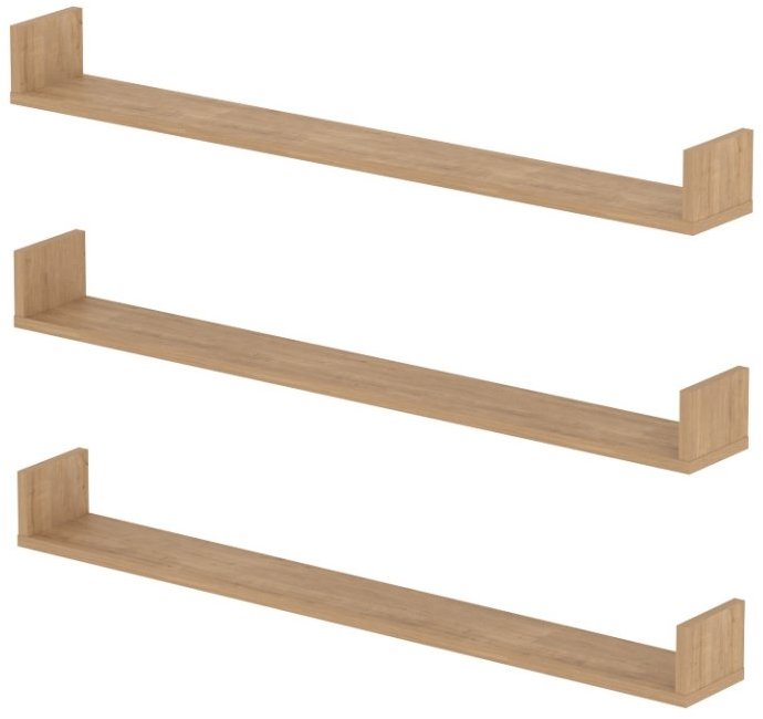 Nejlevnější nábytek Halyor Sada 3 nástěnných polic 120 cm, dub safírový