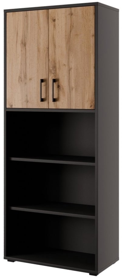 Regál Nejlevnější nábytek Gianni Premium s dvířky typ 2 v antracitovém provedení