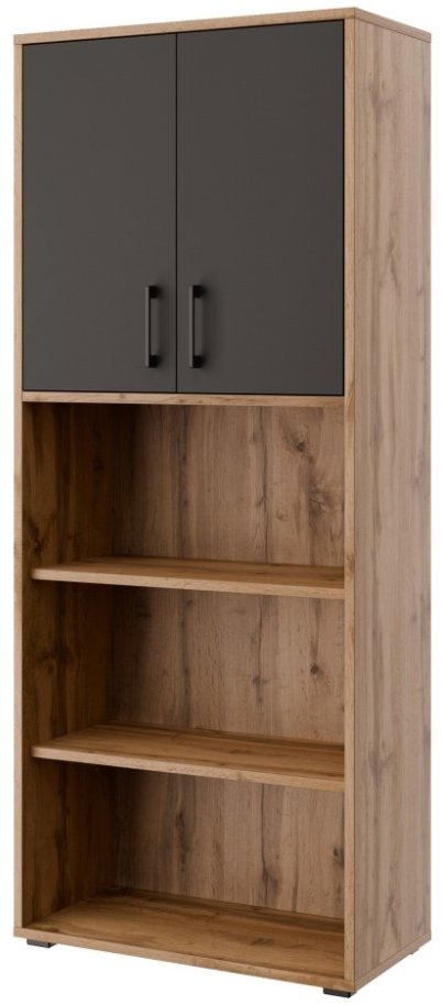 Regál Nejlevnější nábytek Gianni Premium s dvířky typ 2 v dekoru dub wotan a antracit.