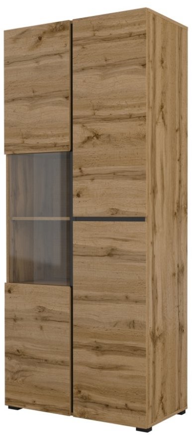 Regál BONIFACIO 3D v dubu wotan a černé barvě.