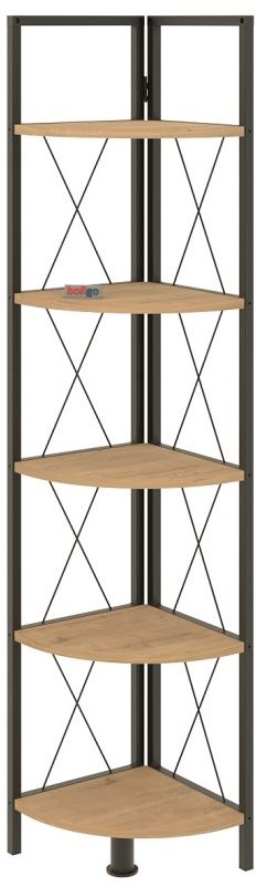 Rohový regál Nejlevnější nábytek Sarul v černé a dubu safírovém