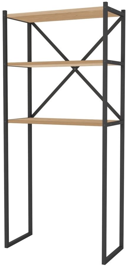 Kovový regál Nejlevnější nábytek Doen v černé barvě s dubem safírovým