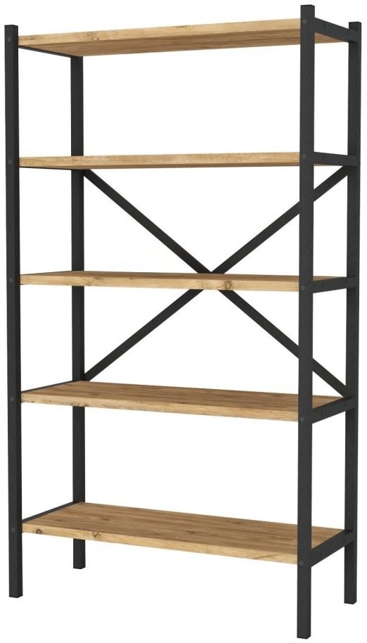 Regál Ivelgar - Kovový regál černý/borovice