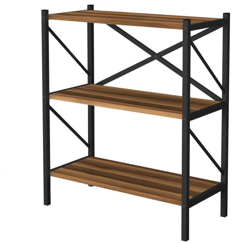 Kovový regál Mebru 158 cm černý/ořech