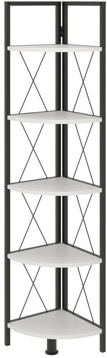 Rohový kovový regál Sarul v černé a bílé barvě