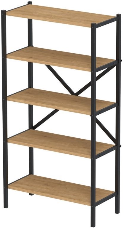 Regál Ivelgar - kovový, černý/dub safírový