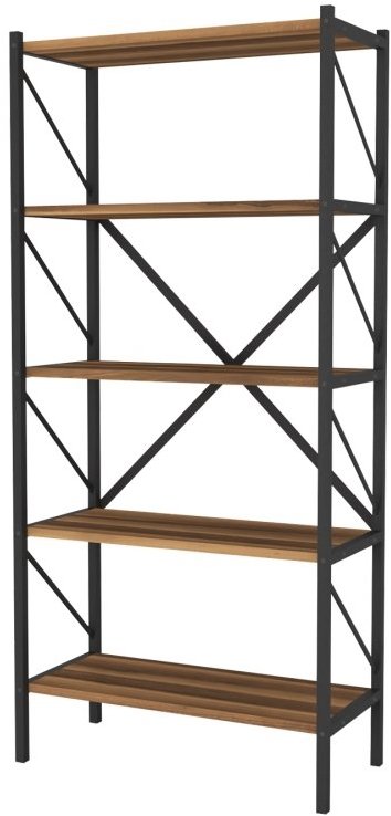 Kovový regál Mebru 158 cm černý/ořech