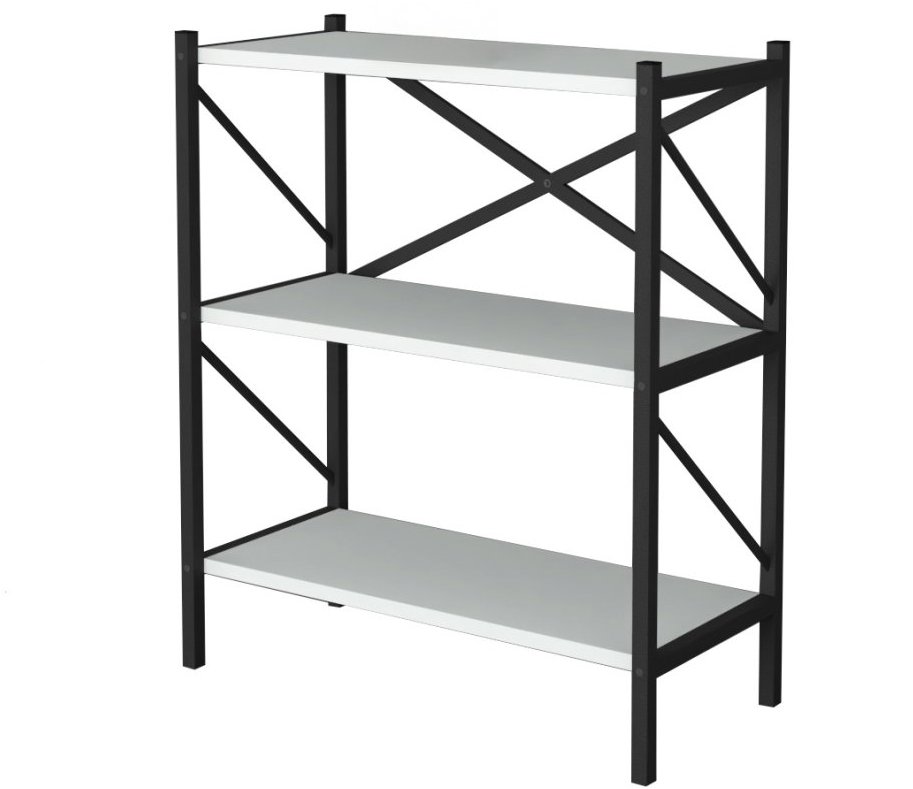 Kovový regál Nejlevnější nábytek, černý/bílý, 86 cm