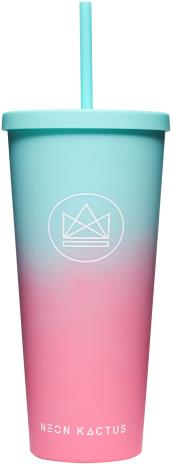Neon Kactus Pohár na pití s brčkem 625 ml tyrkysovo/růžový